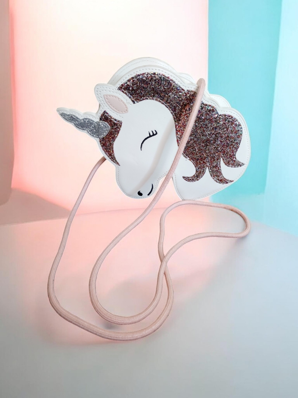 White Unicorn Glitter Crossbody Bag for Girls
